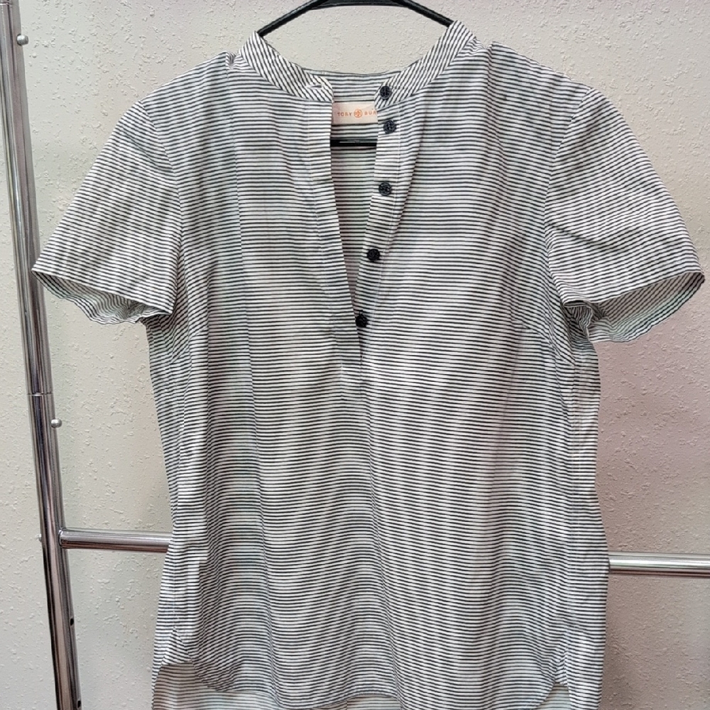 Tory Burch Black and White Striped Top